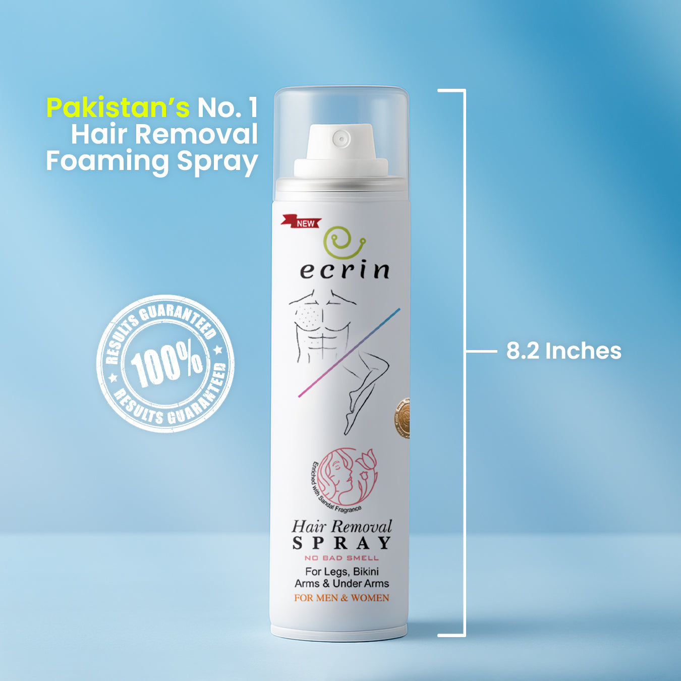 New Ecrin Hair Removal Foaming Spray - For Men & Women (200ml)